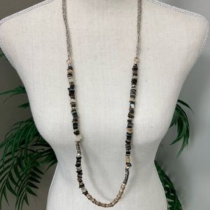 Chico’s Long Mixed Metal & Natural Stone Beaded Necklace